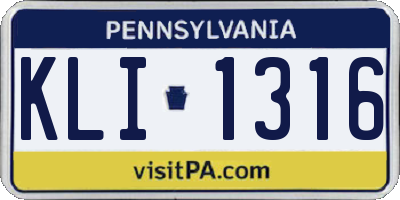 PA license plate KLI1316