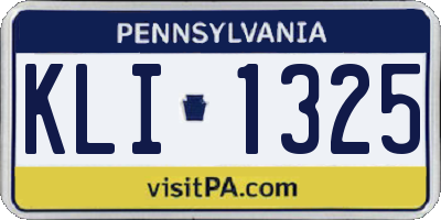 PA license plate KLI1325