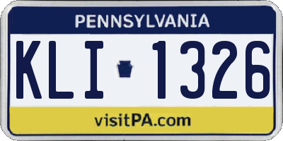 PA license plate KLI1326