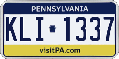 PA license plate KLI1337