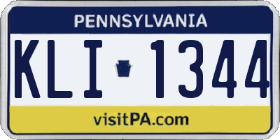 PA license plate KLI1344