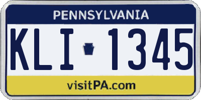 PA license plate KLI1345