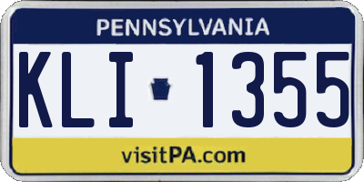 PA license plate KLI1355