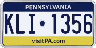 PA license plate KLI1356