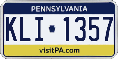 PA license plate KLI1357
