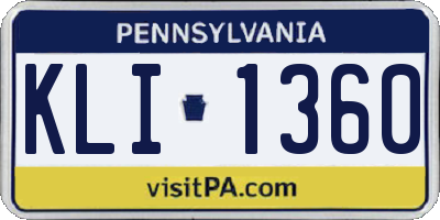 PA license plate KLI1360