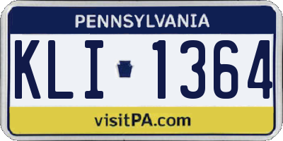 PA license plate KLI1364