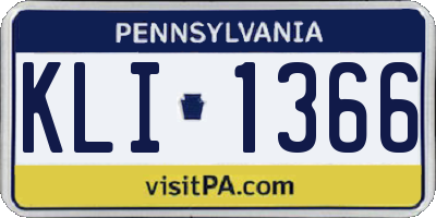 PA license plate KLI1366
