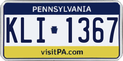 PA license plate KLI1367