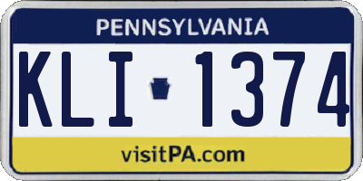 PA license plate KLI1374