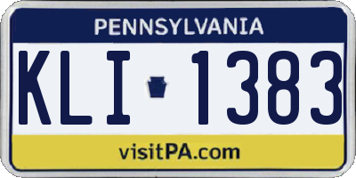 PA license plate KLI1383