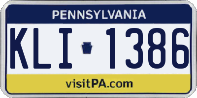 PA license plate KLI1386