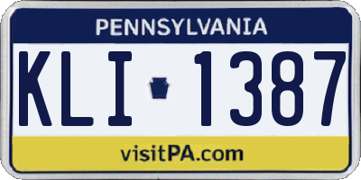 PA license plate KLI1387