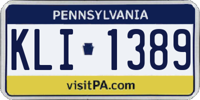 PA license plate KLI1389