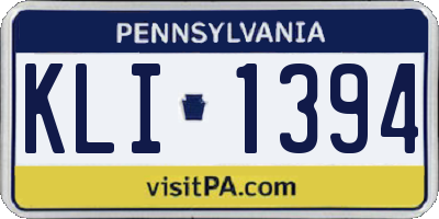 PA license plate KLI1394