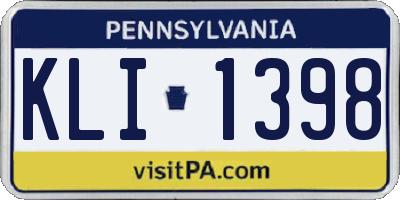 PA license plate KLI1398