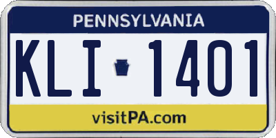 PA license plate KLI1401