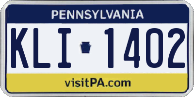 PA license plate KLI1402