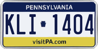 PA license plate KLI1404
