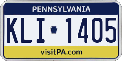 PA license plate KLI1405
