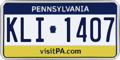 PA license plate KLI1407