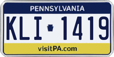 PA license plate KLI1419
