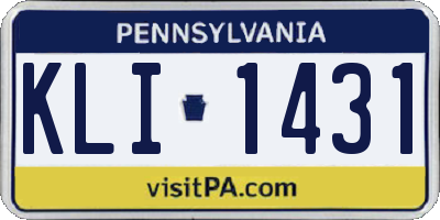 PA license plate KLI1431