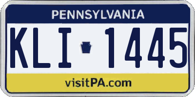 PA license plate KLI1445