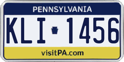 PA license plate KLI1456