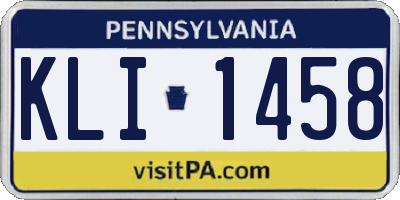 PA license plate KLI1458