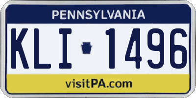 PA license plate KLI1496
