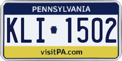 PA license plate KLI1502