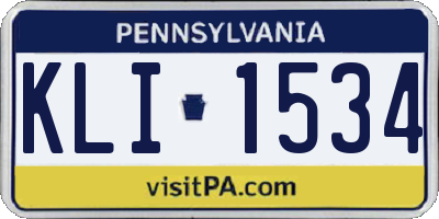 PA license plate KLI1534