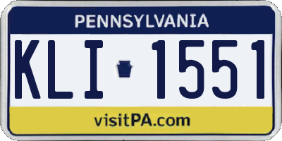 PA license plate KLI1551