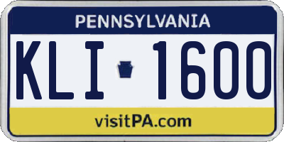 PA license plate KLI1600
