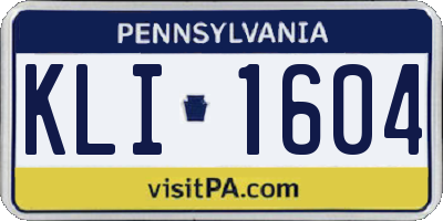 PA license plate KLI1604