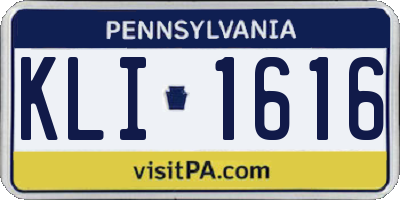 PA license plate KLI1616