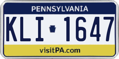 PA license plate KLI1647