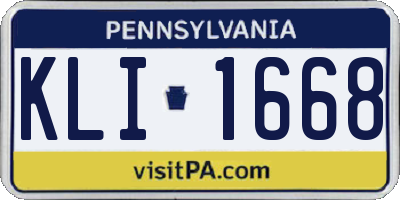 PA license plate KLI1668
