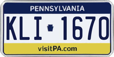 PA license plate KLI1670