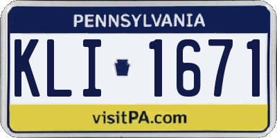 PA license plate KLI1671