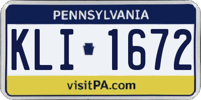 PA license plate KLI1672