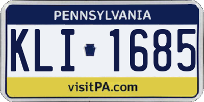 PA license plate KLI1685