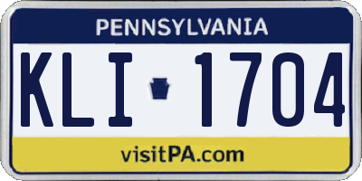 PA license plate KLI1704