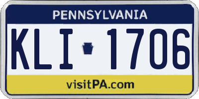 PA license plate KLI1706