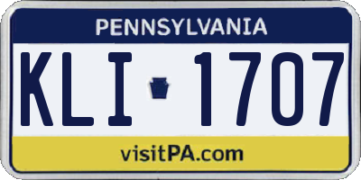 PA license plate KLI1707