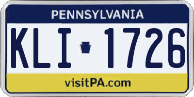 PA license plate KLI1726