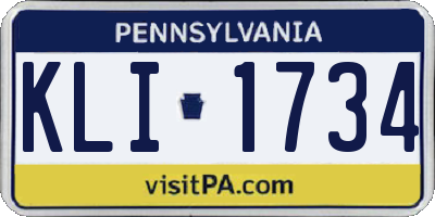 PA license plate KLI1734