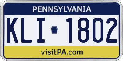 PA license plate KLI1802