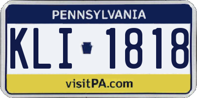 PA license plate KLI1818